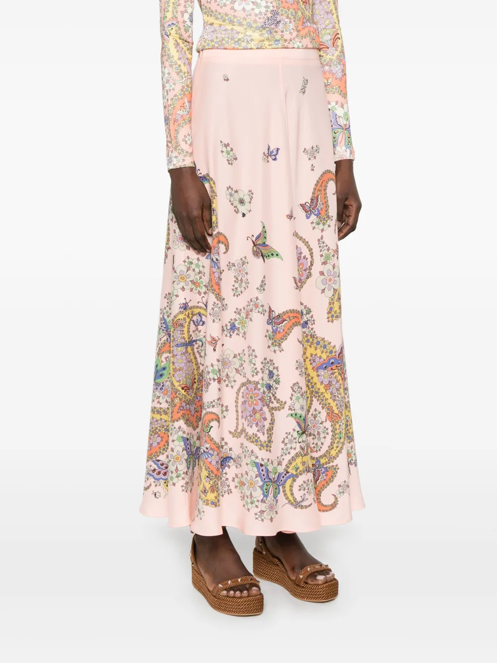 ETRO Zijden maxi-rok Roze