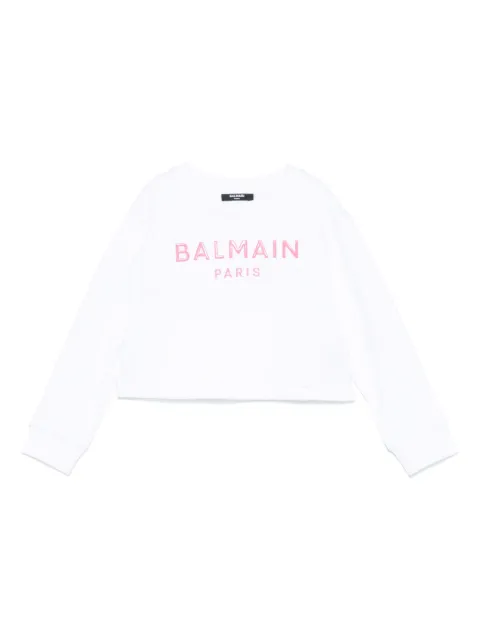 Balmain Kids 러버라이즈 로고 스웨트셔츠