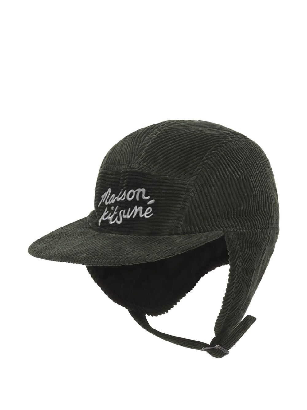 Maison Kitsuné logo-embroidered ear flap cap - Green