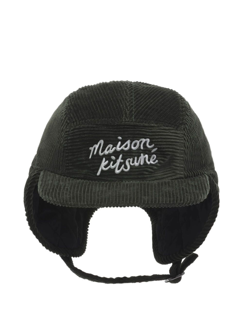 Maison Kitsuné logo-embroidered ear flap cap - Groen