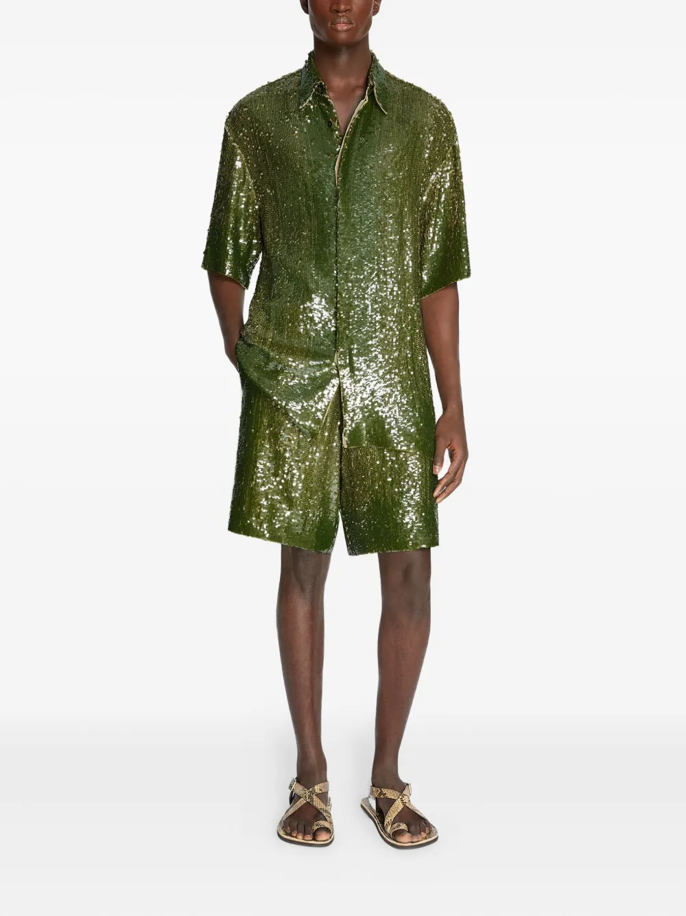 DRIES VAN NOTEN T-shirt verfraaid met pailletten - Groen