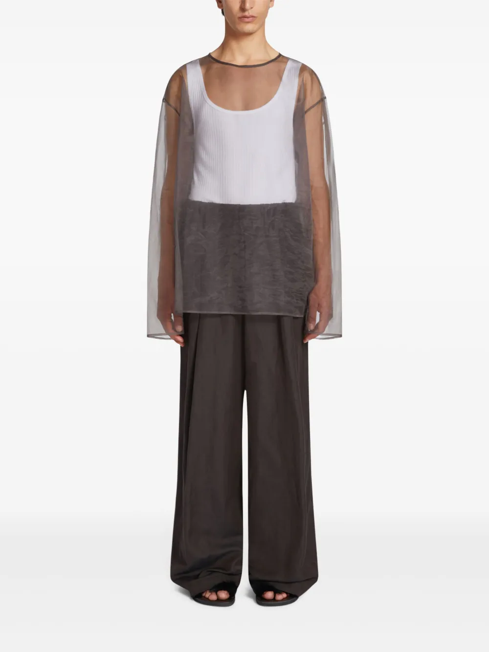 DRIES VAN NOTEN Plooibroek met wijde pijpen - Bruin