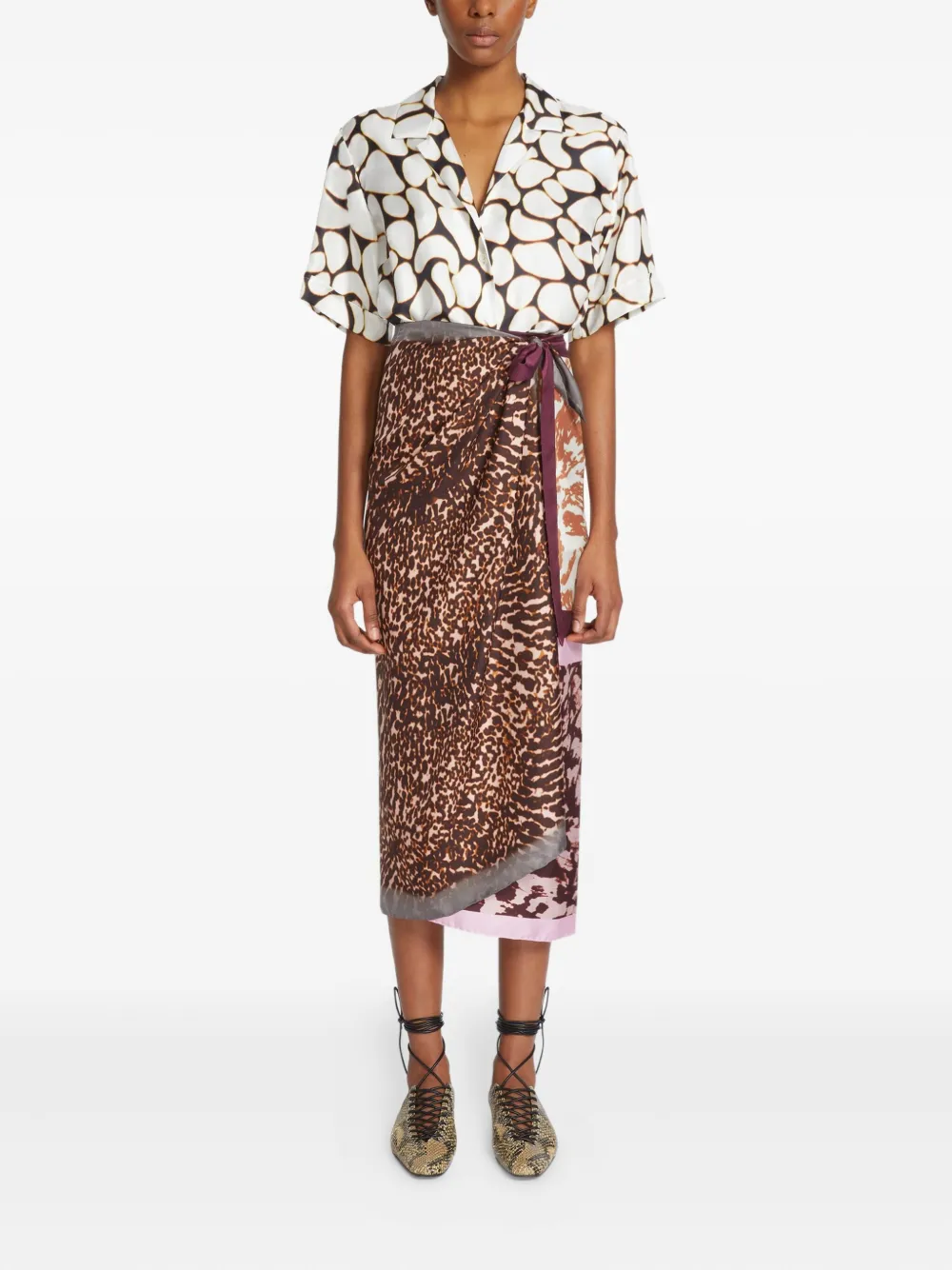 DRIES VAN NOTEN Blouse met abstracte print - Beige