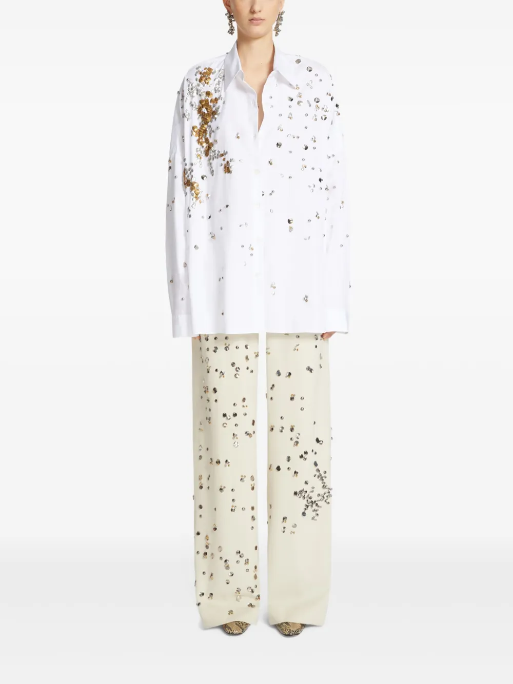 DRIES VAN NOTEN Broek verfraaid met studs - Beige