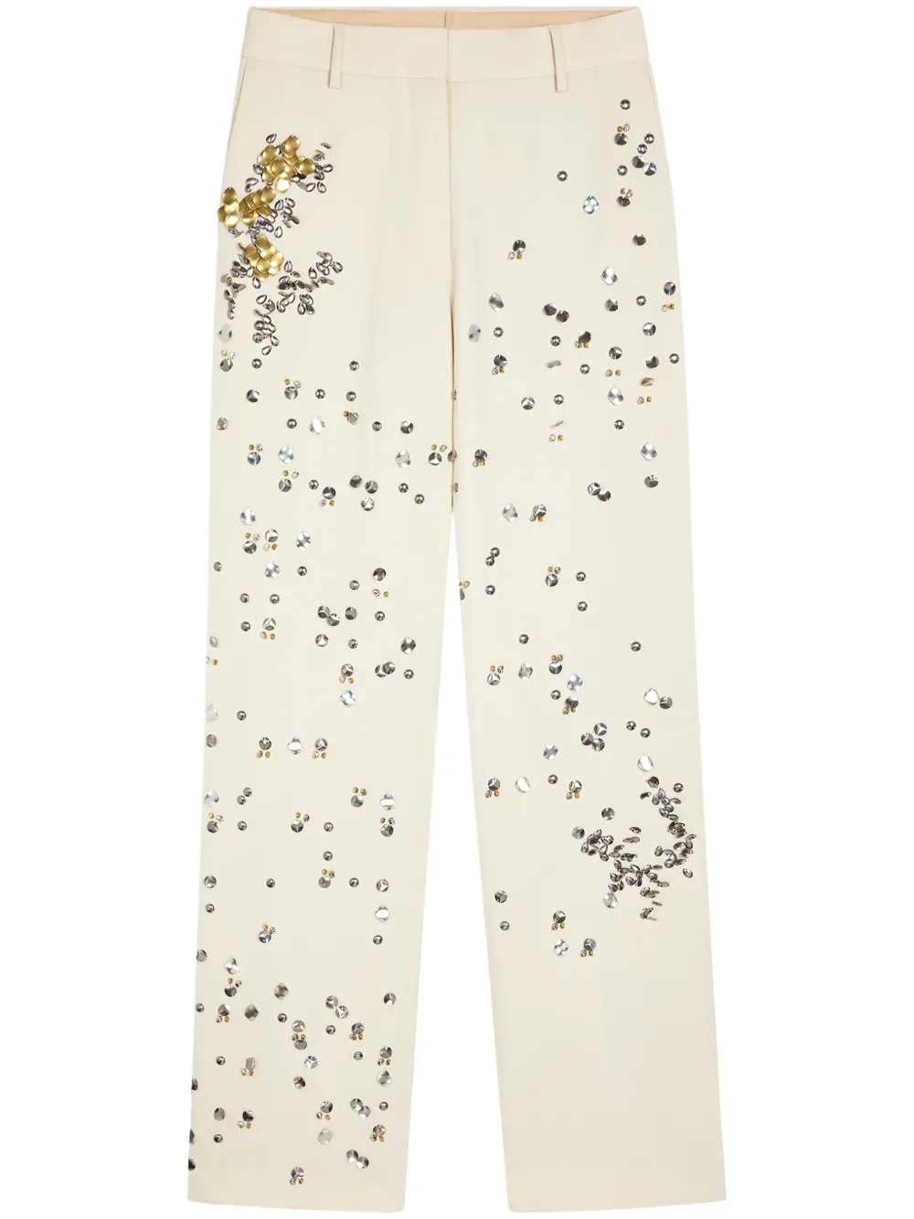 DRIES VAN NOTEN Broek verfraaid met studs Beige