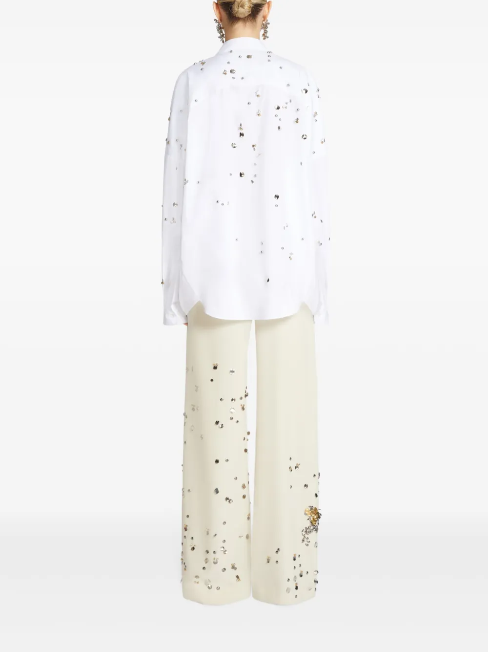 DRIES VAN NOTEN Broek verfraaid met studs Beige
