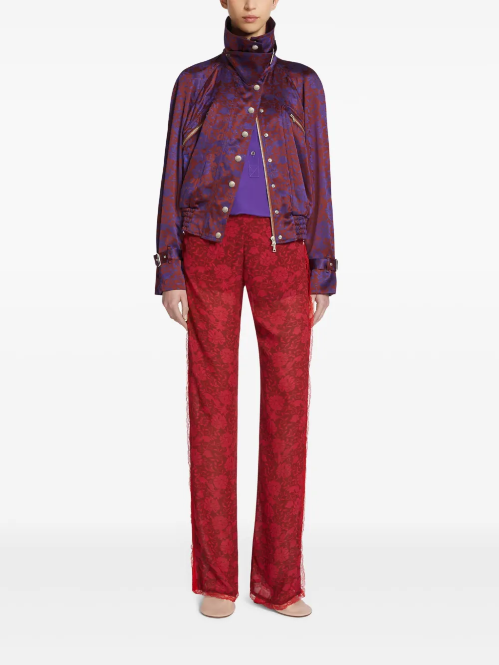 DRIES VAN NOTEN Cropped jack met jacquard Rood