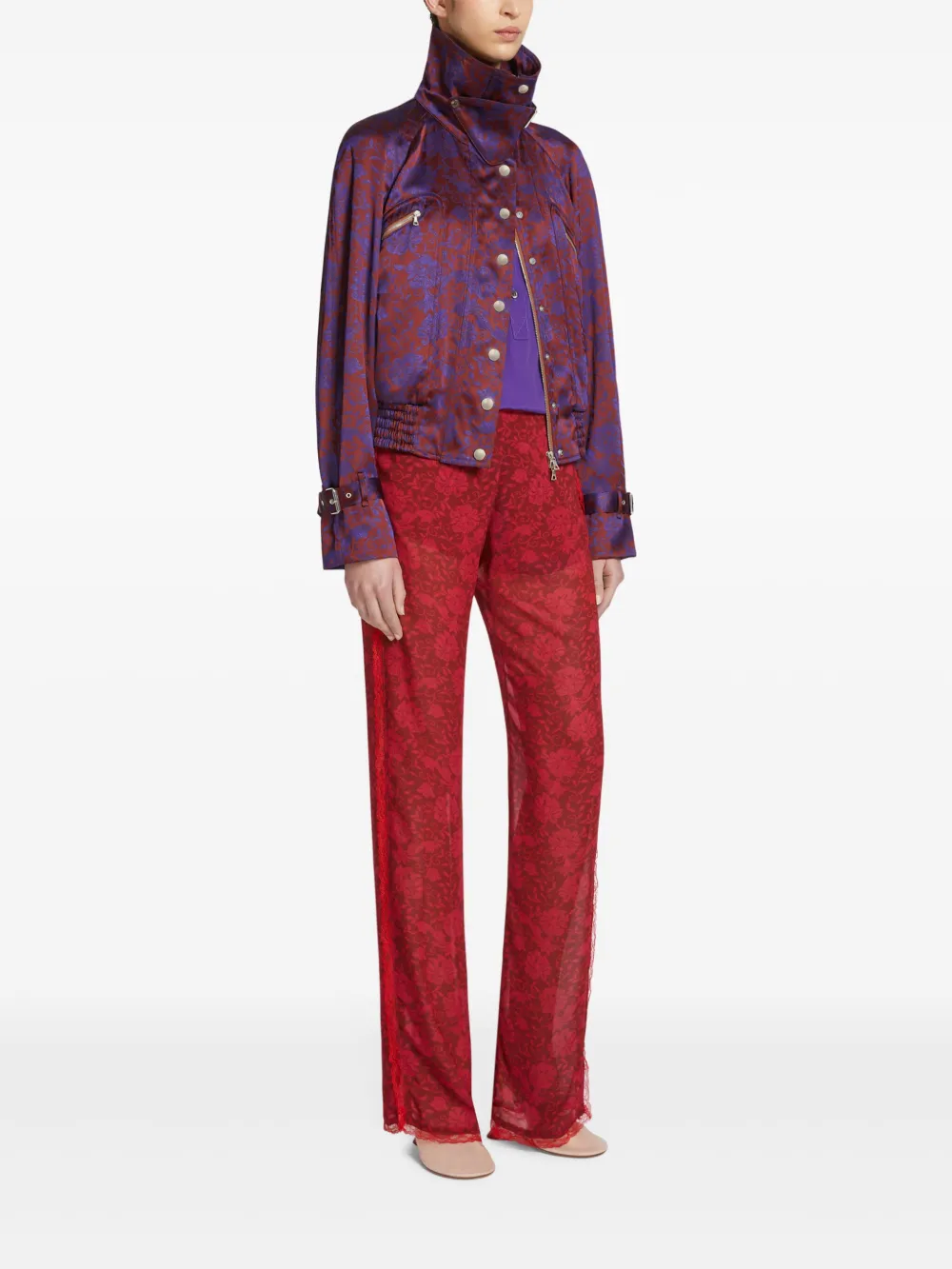 DRIES VAN NOTEN Cropped jack met jacquard Rood