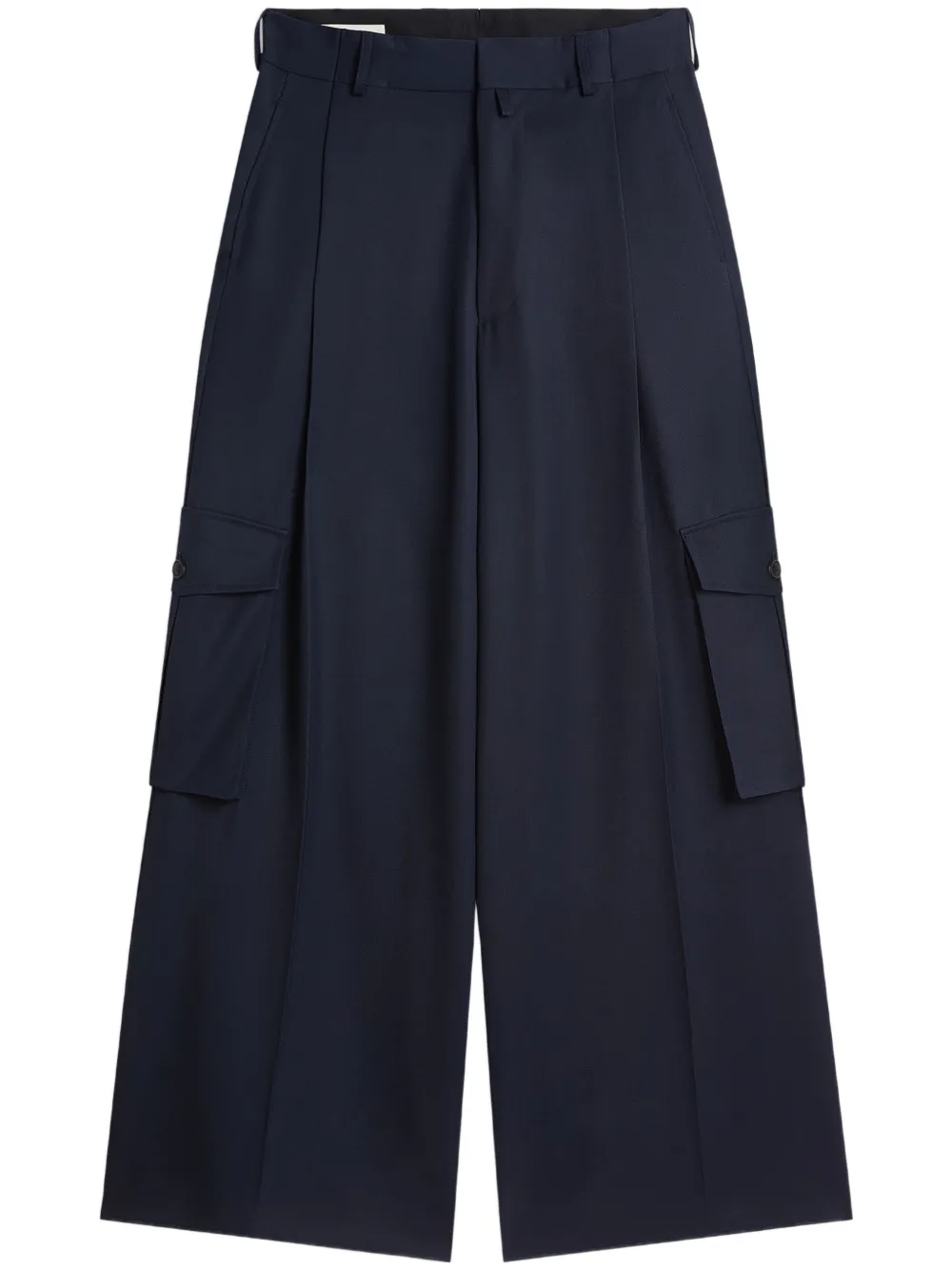 DRIES VAN NOTEN Wollen argo broek met wijde pijpen Blauw