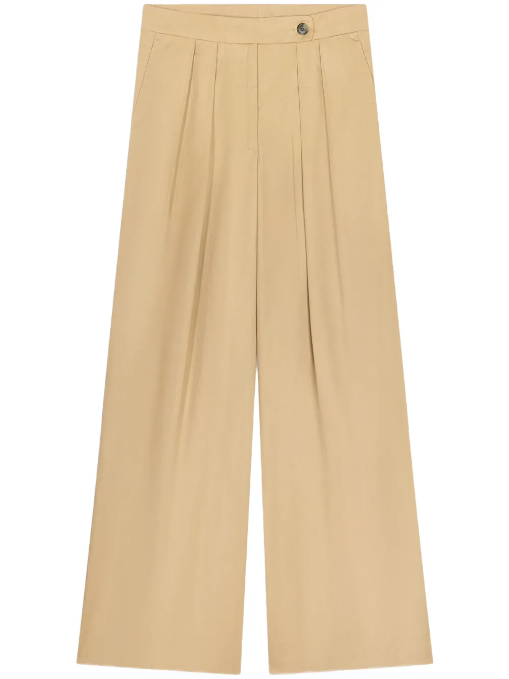DRIES VAN NOTEN Plooibroek met wijde pijpen Beige
