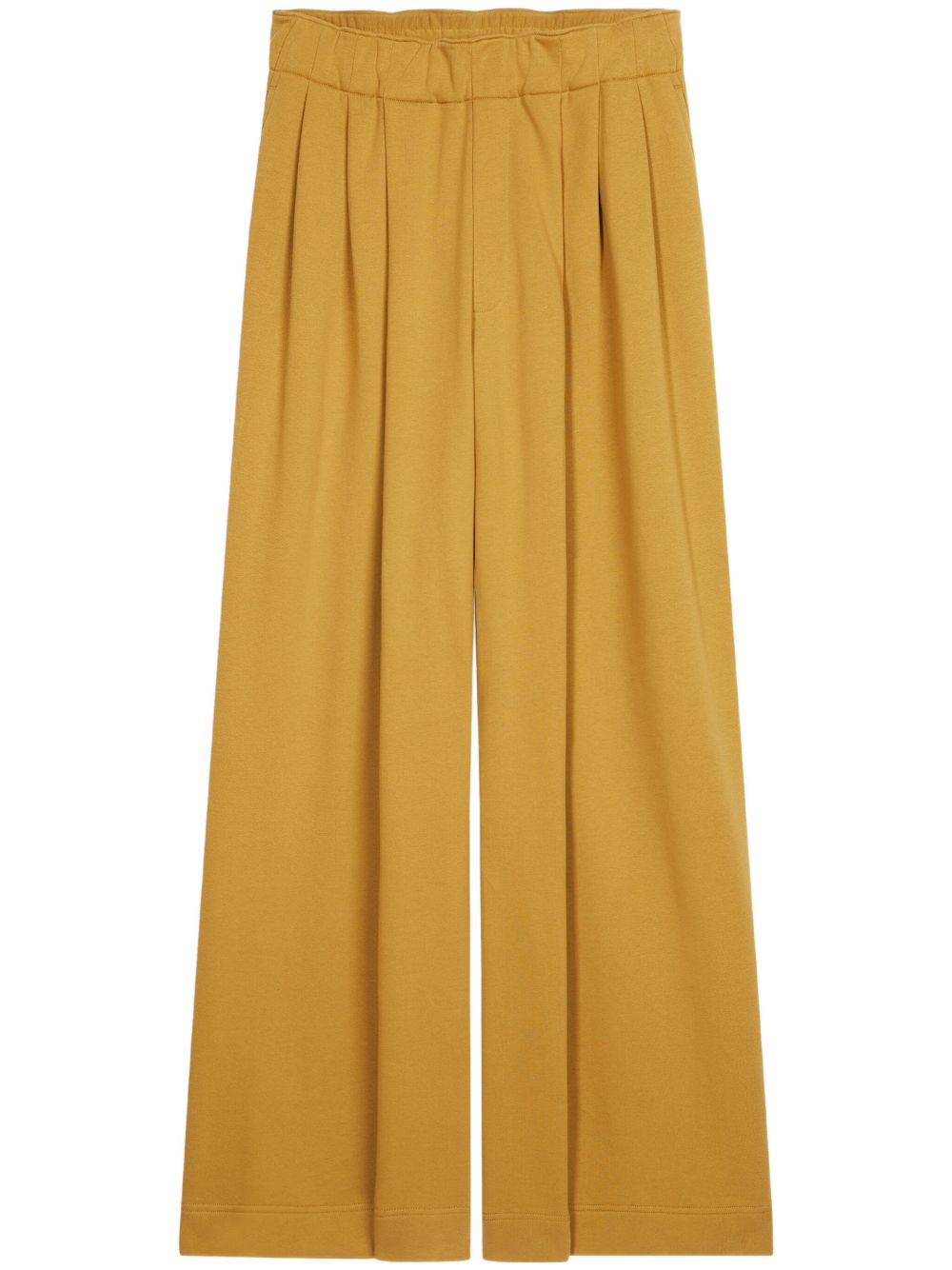 wide-leg pleated cotton trousers