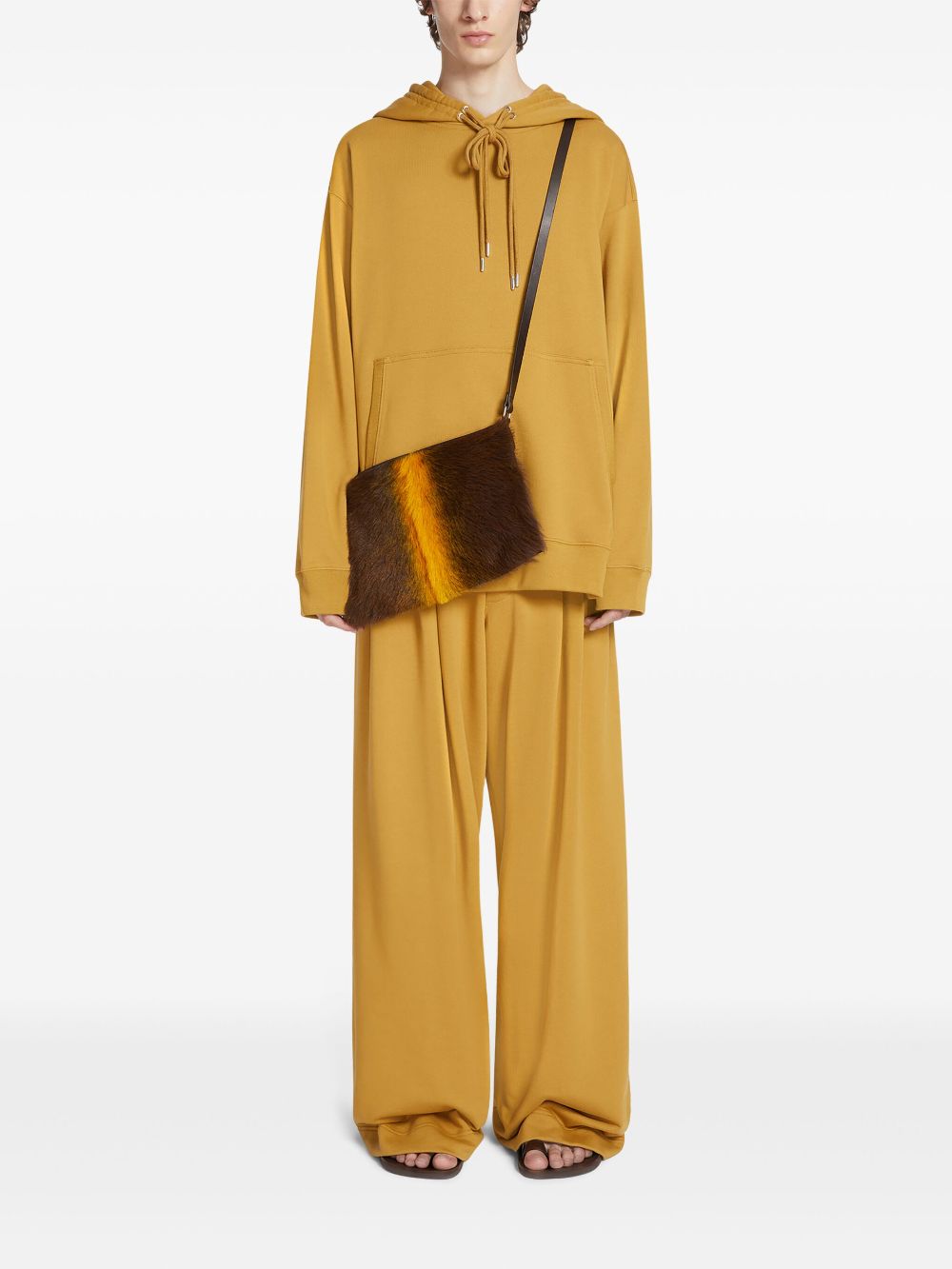 DRIES VAN NOTEN wide-leg pleated cotton trousers - Geel