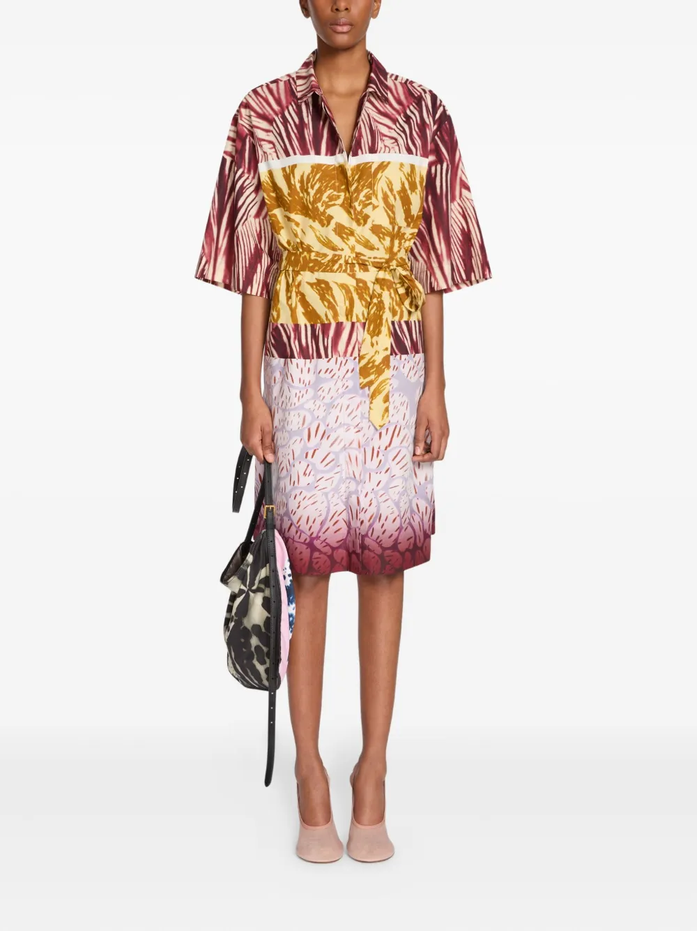 DRIES VAN NOTEN Wikkeljurk met print - Rood