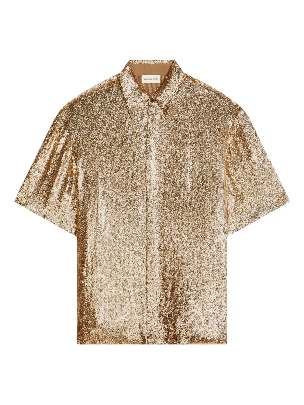 DRIES VAN NOTEN sequined short-sleeve shirt | Gold | Image 1