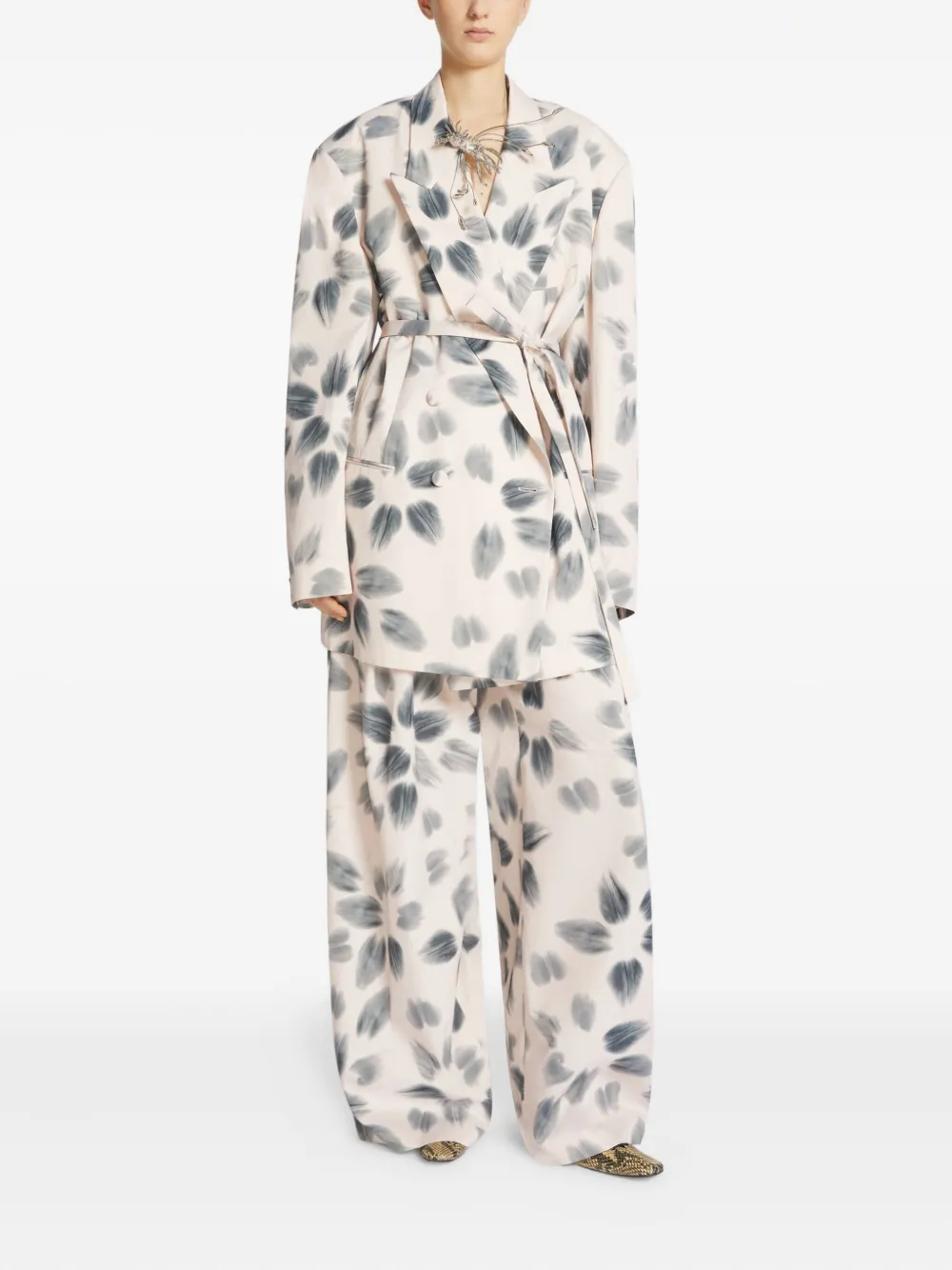 DRIES VAN NOTEN Plooibroek met wijde pijpen - Beige