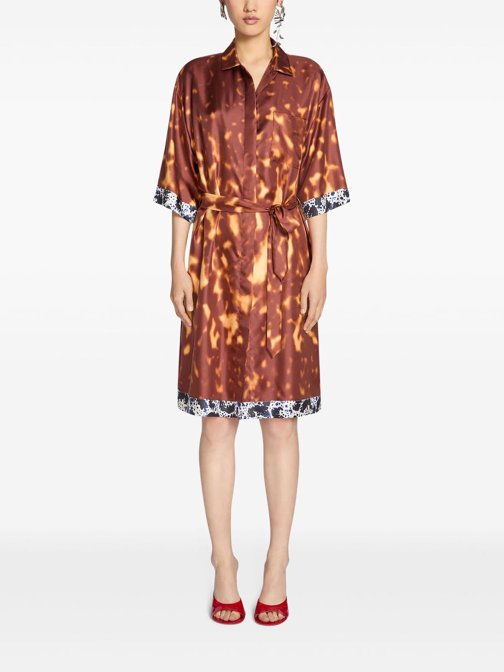 DRIES VAN NOTEN Zijden blousejurk - Bruin