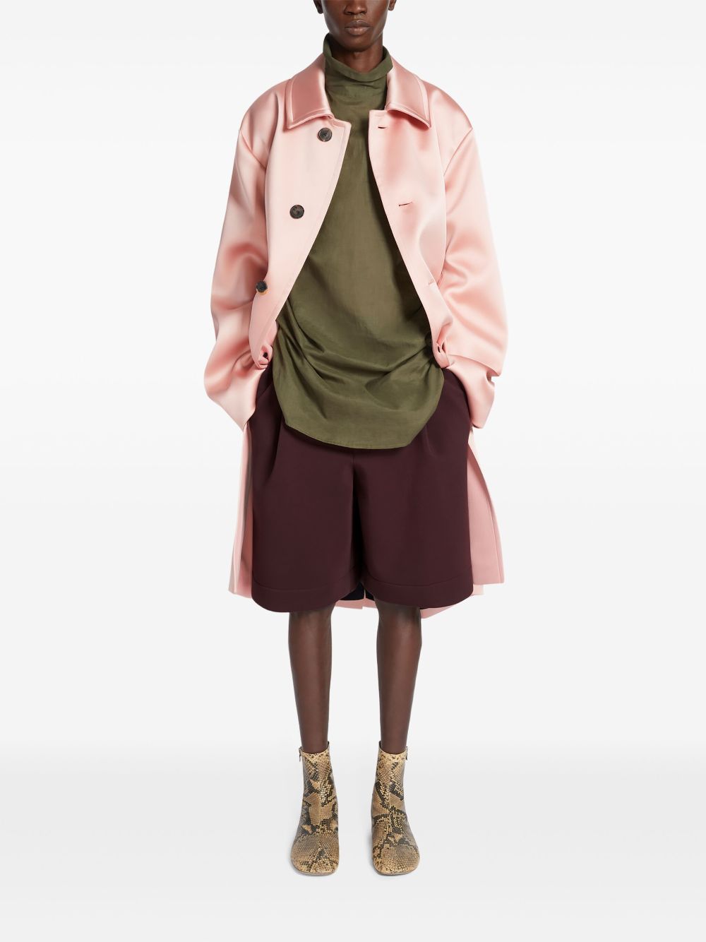 DRIES VAN NOTEN satin-finish coat - Pink