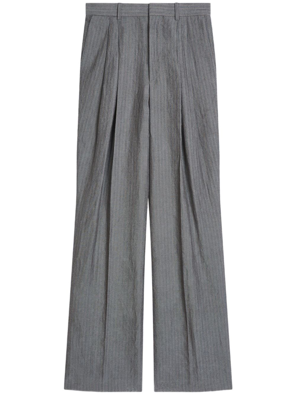 pleated straight trousers