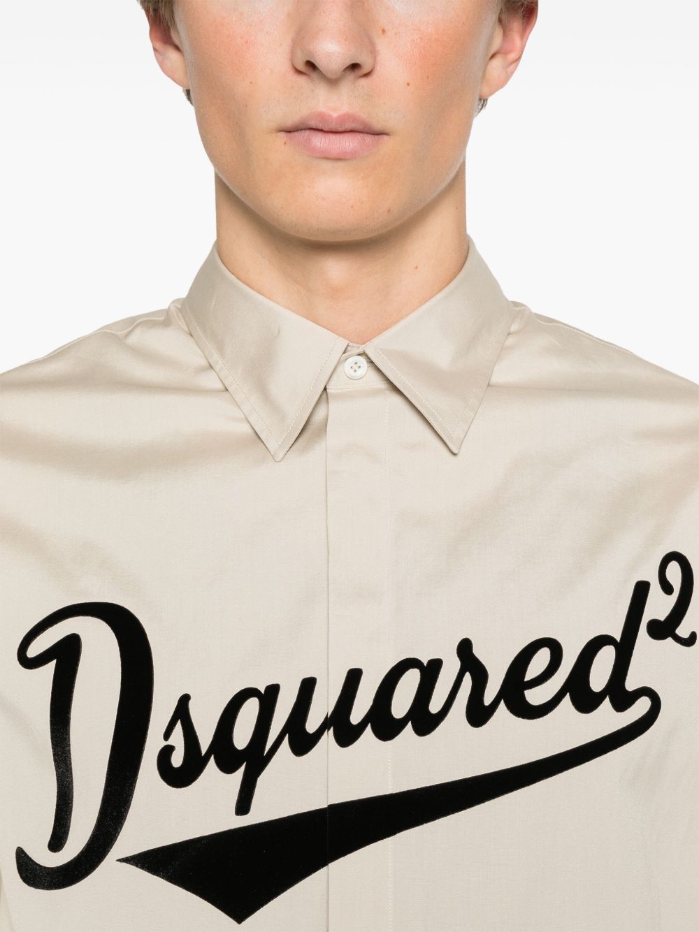 DSQUARED2 LOGO-FLOCKED SHIRT