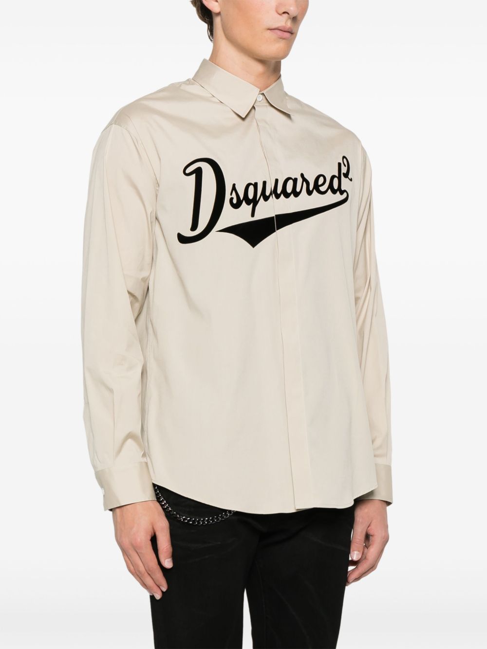 DSQUARED2 LOGO-FLOCKED SHIRT