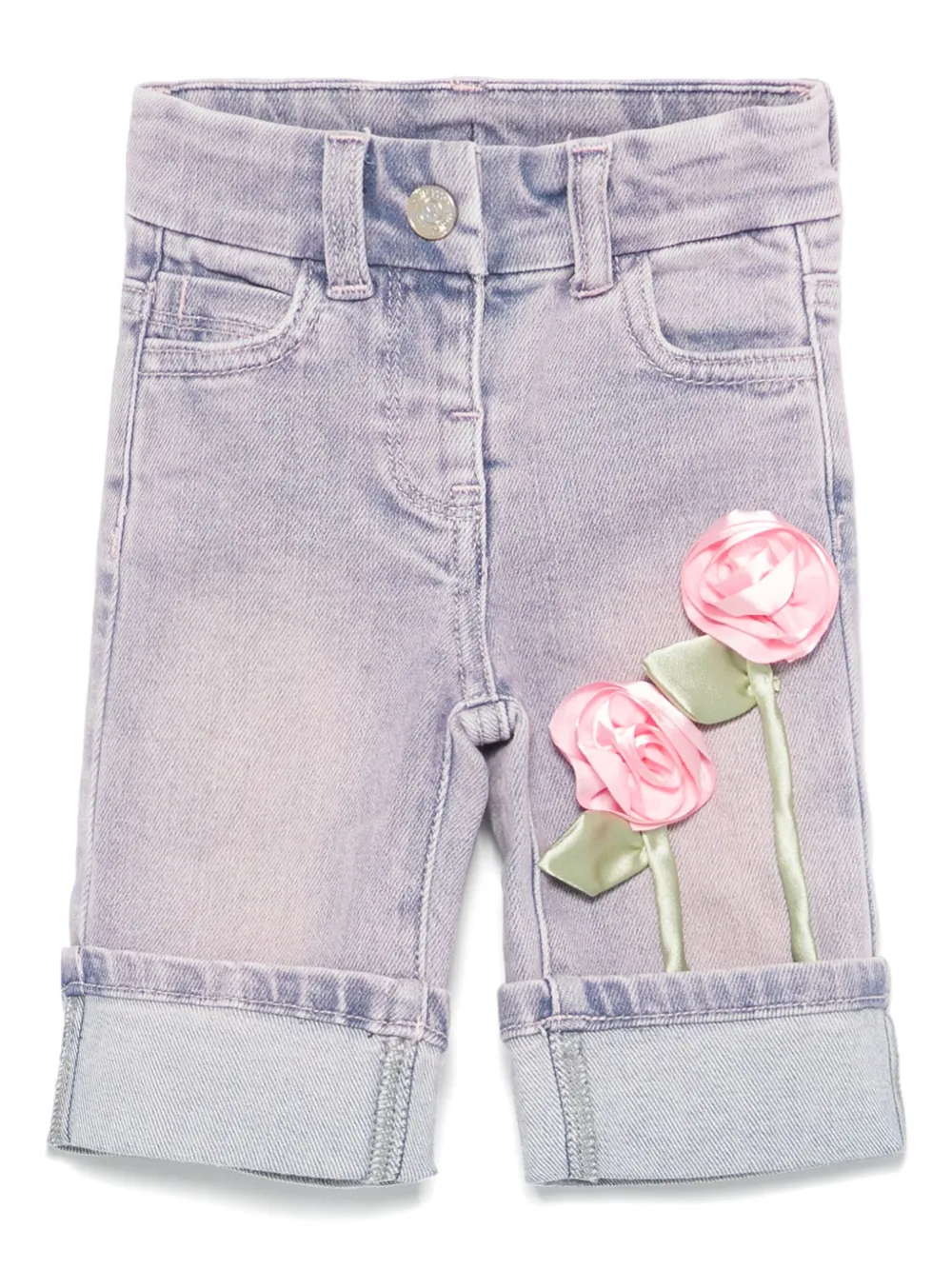 Monnalisa Jeans met roospatch Roze