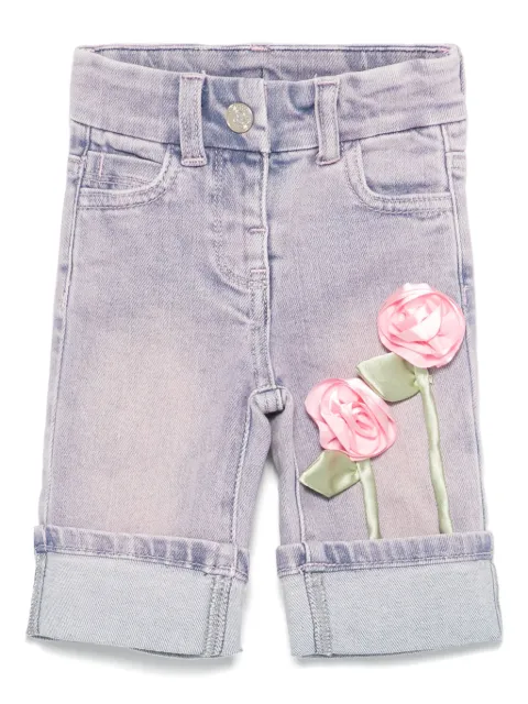 Monnalisa Calça jeans com aplicação de rosa