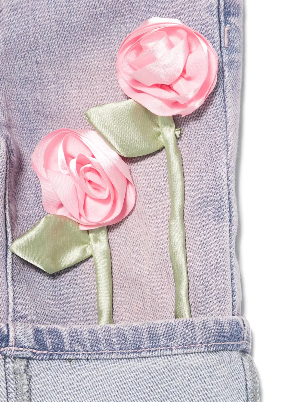 Monnalisa Jeans met roospatch Roze