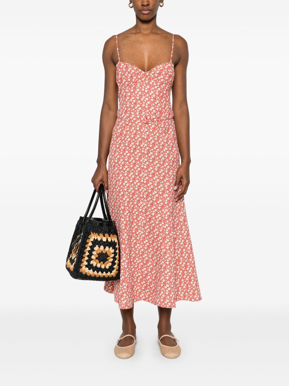 Ermanno Scervino Midi-jurk met bloemenprint - Rood