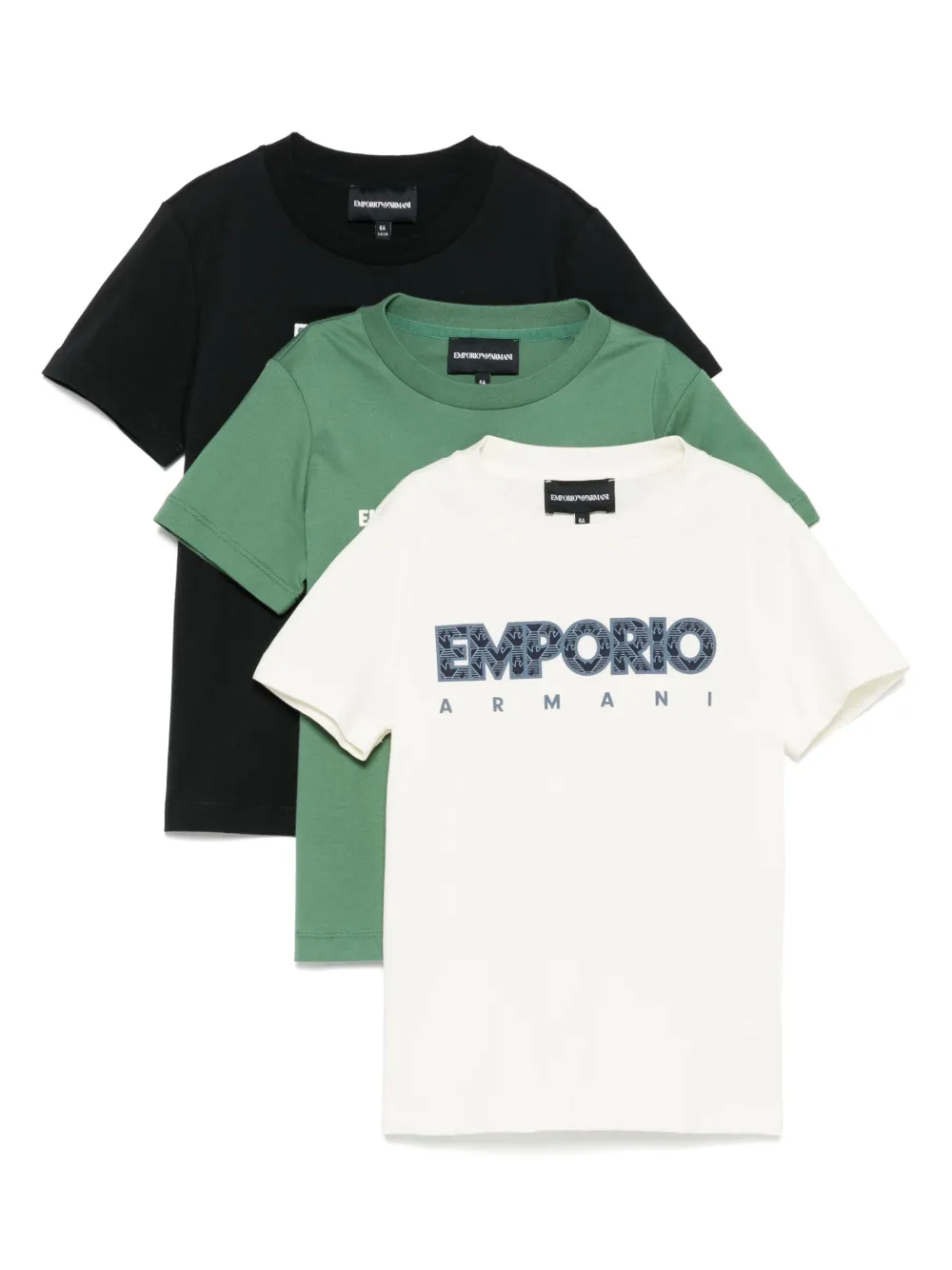 Emporio Ar i Kids Drie T-shirts met logoprint Wit