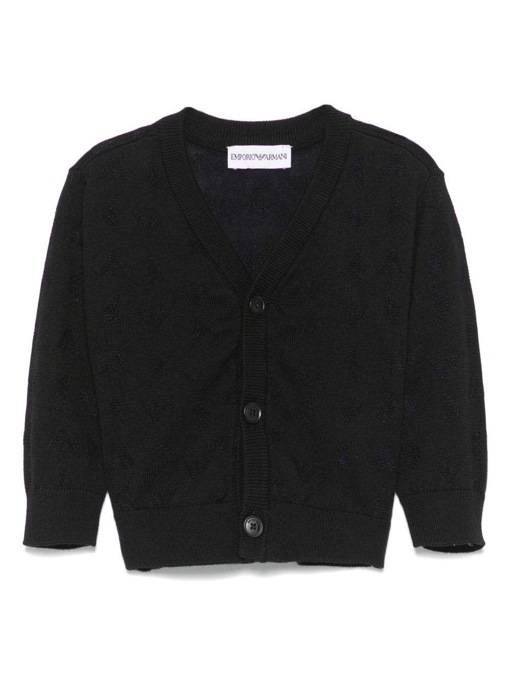 Emporio Armani Kids logo-jacquard cardigan - Blue