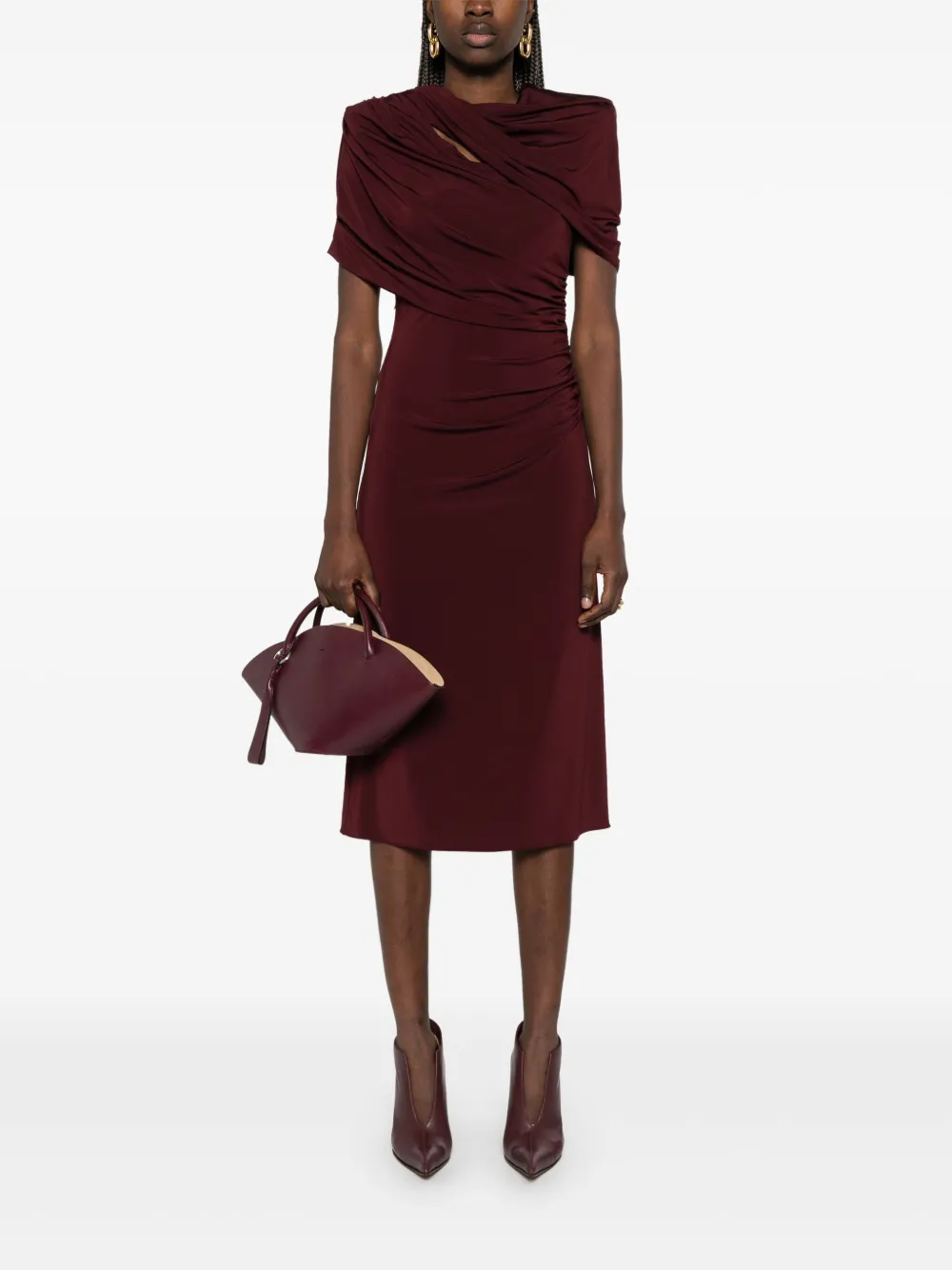 Stella McCartney draped-cape midi dress - Rood