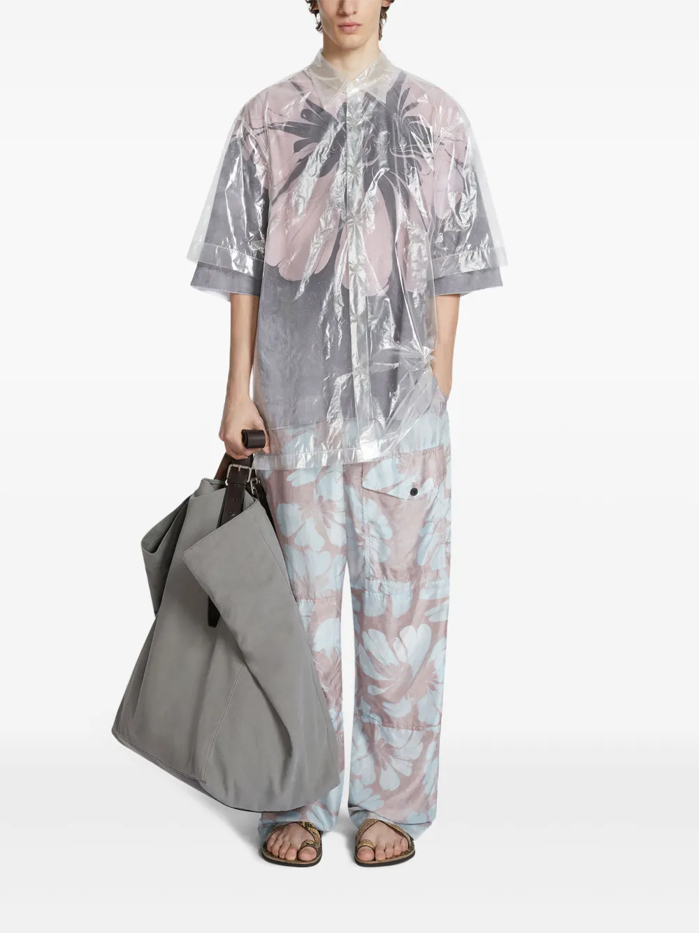 DRIES VAN NOTEN Doorzichtig overhemd met korte mouwen - Wit