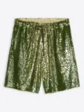 DRIES VAN NOTEN sequin-embellished shorts - Green