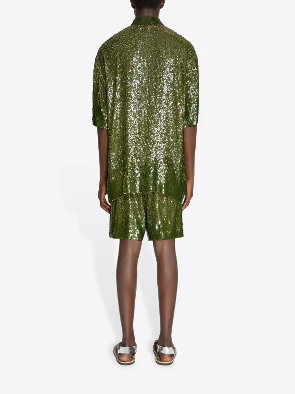 DRIES VAN NOTEN sequin-embellished Shorts | Green | FARFETCH