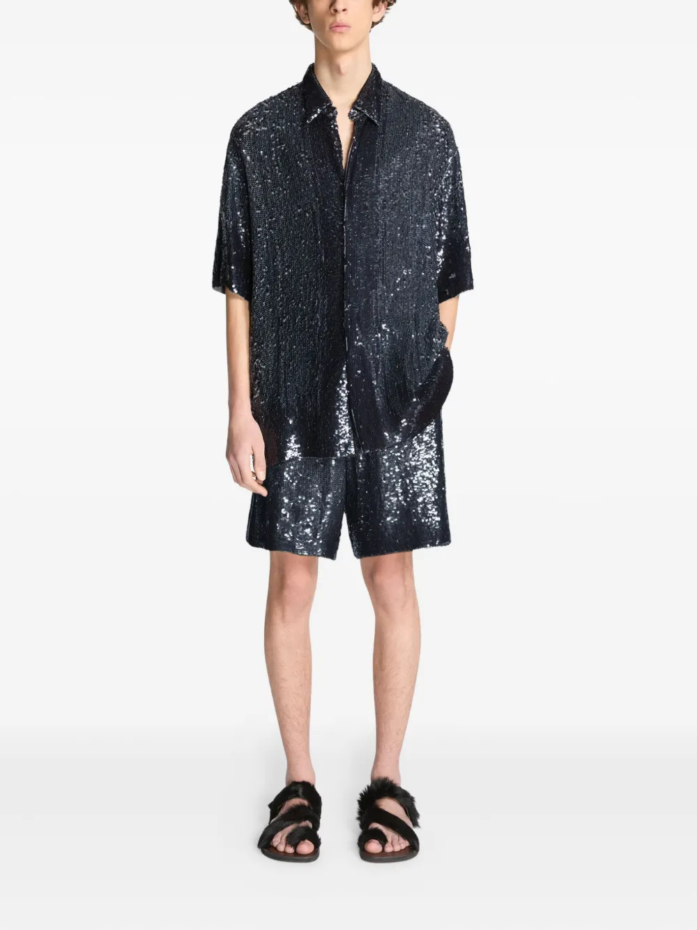DRIES VAN NOTEN T-shirt verfraaid met pailletten - Blauw