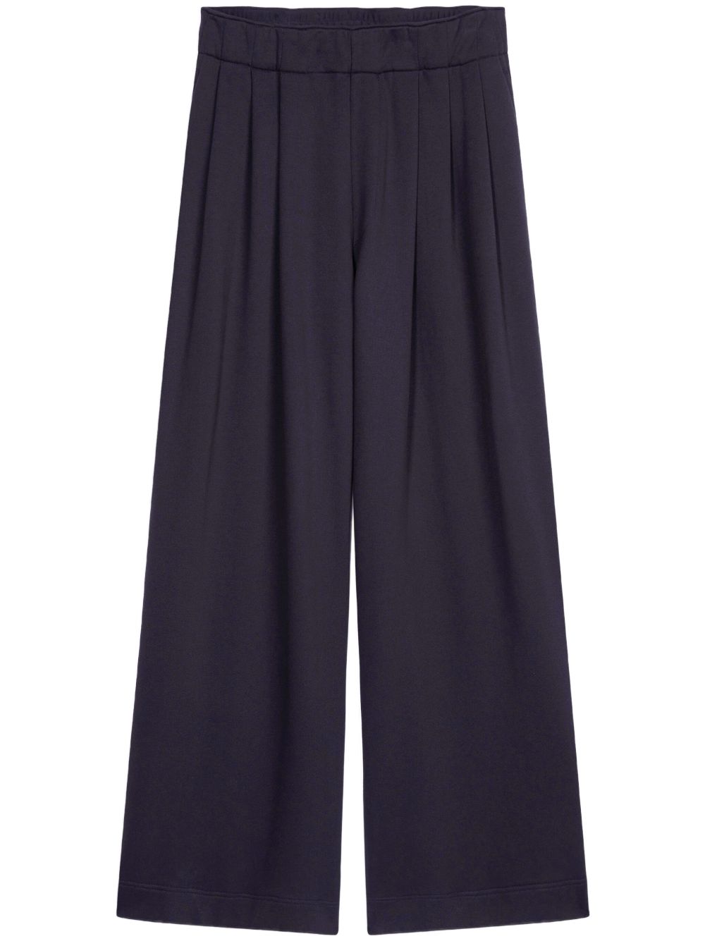 wide-leg pleated cotton trousers