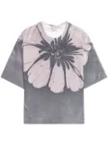 DRIES VAN NOTEN flower-print oversized t-shirt - Grey