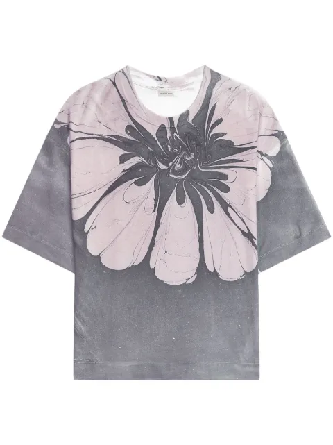 DRIES VAN NOTEN flower-print oversized t-shirt 