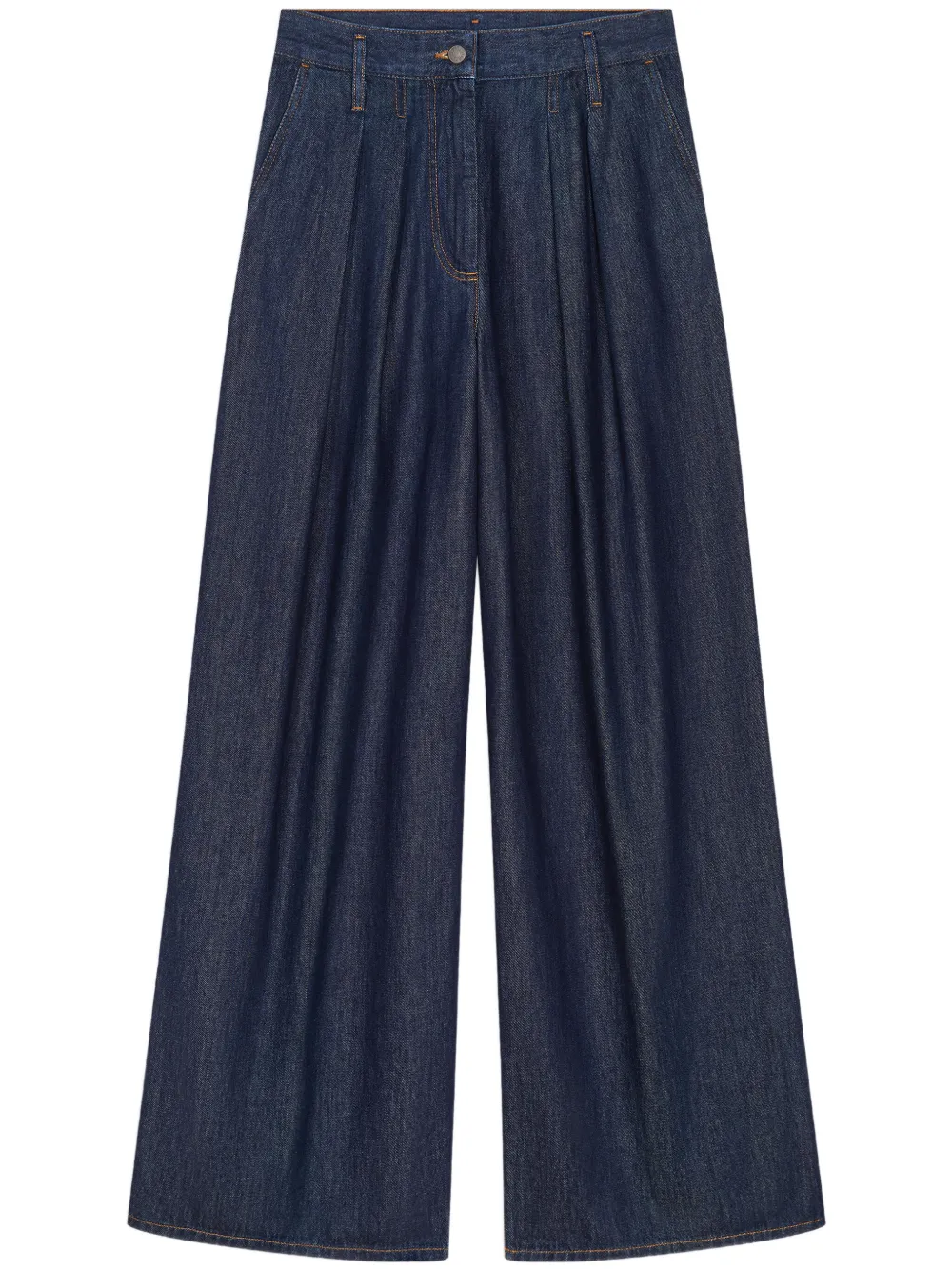 pleated wide-leg jeans
