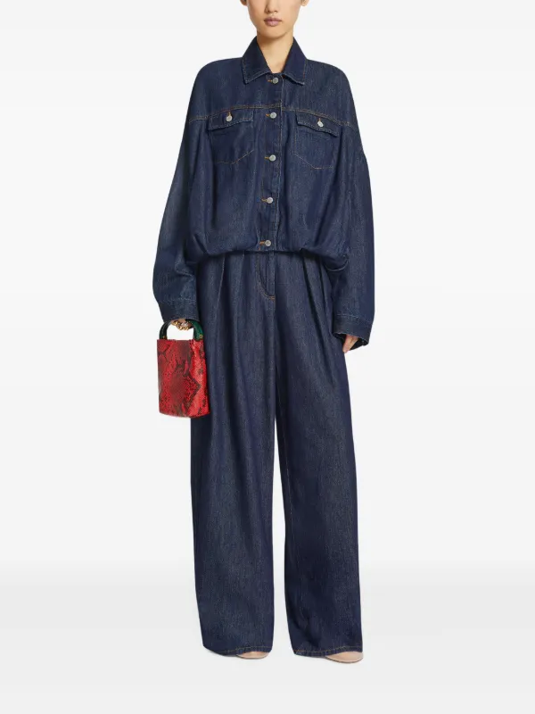 DRIES VAN NOTEN Pleated wide-leg Jeans | Blue | FARFETCH
