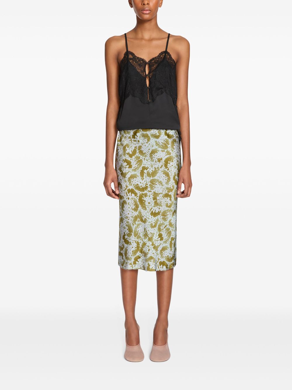 DRIES VAN NOTEN Zijden midi-rok met print - Groen