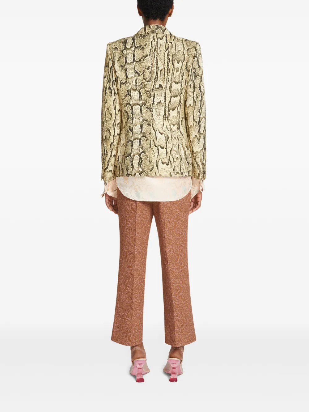 DRIES VAN NOTEN Blazer met dubbele rij knopen en jacquard Beige