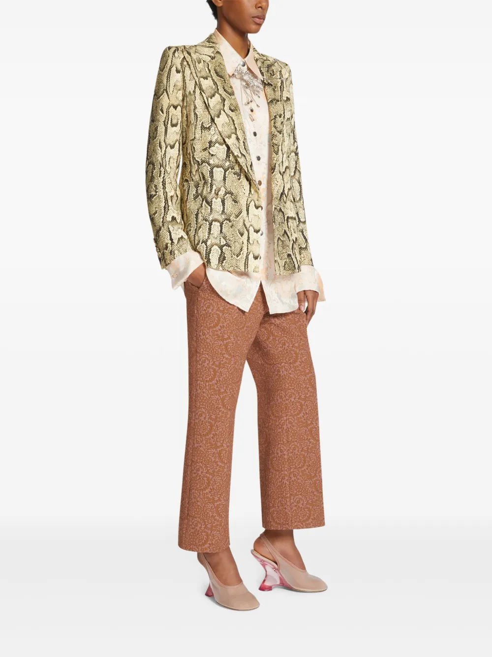 DRIES VAN NOTEN Blazer met dubbele rij knopen en jacquard Beige