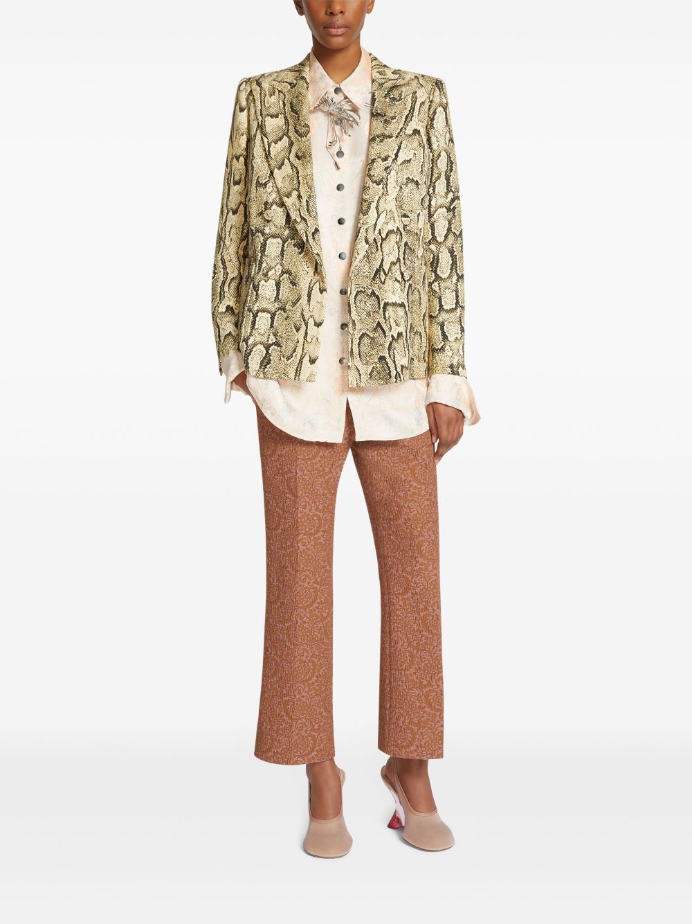 DRIES VAN NOTEN Blazer met dubbele rij knopen en jacquard - Beige