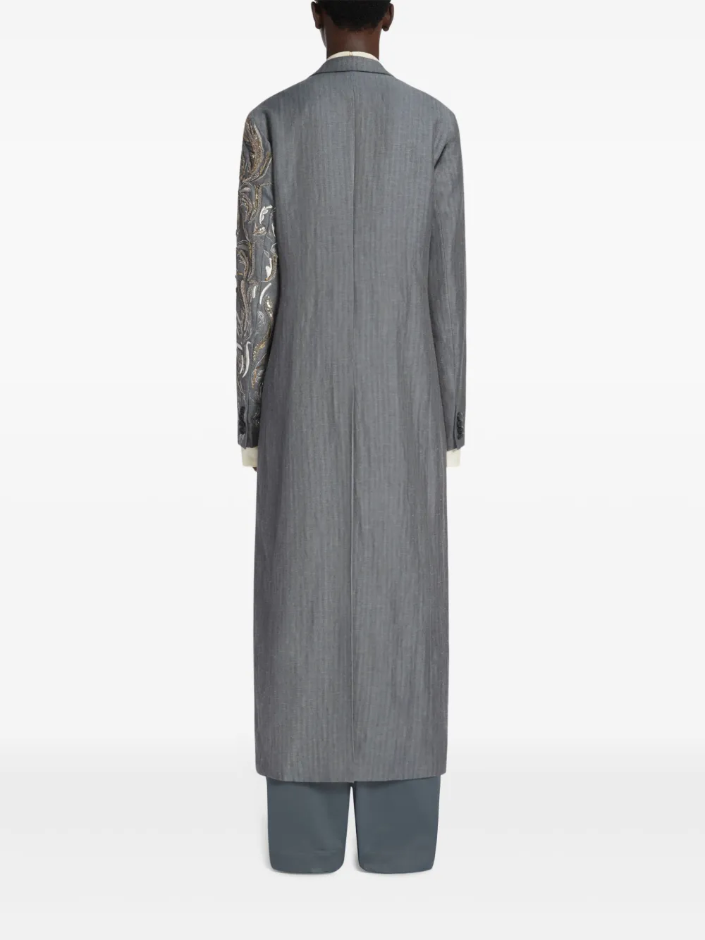 Dries Van Noten ウールコート　グレー DRIES VAN NOTEN - 23aw DRIES VAN NOTEN ウールメルトンロング