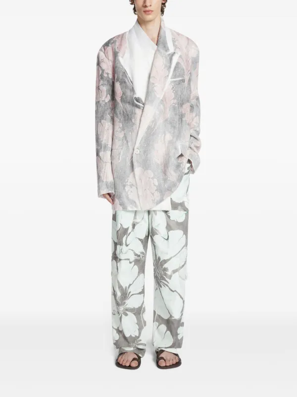 【送料関税込】25SS Dries Van Noten◆ワイド プリントパンツ DRIES VAN NOTEN プリント ワイドパンツ | グレー | FARFETCH JP