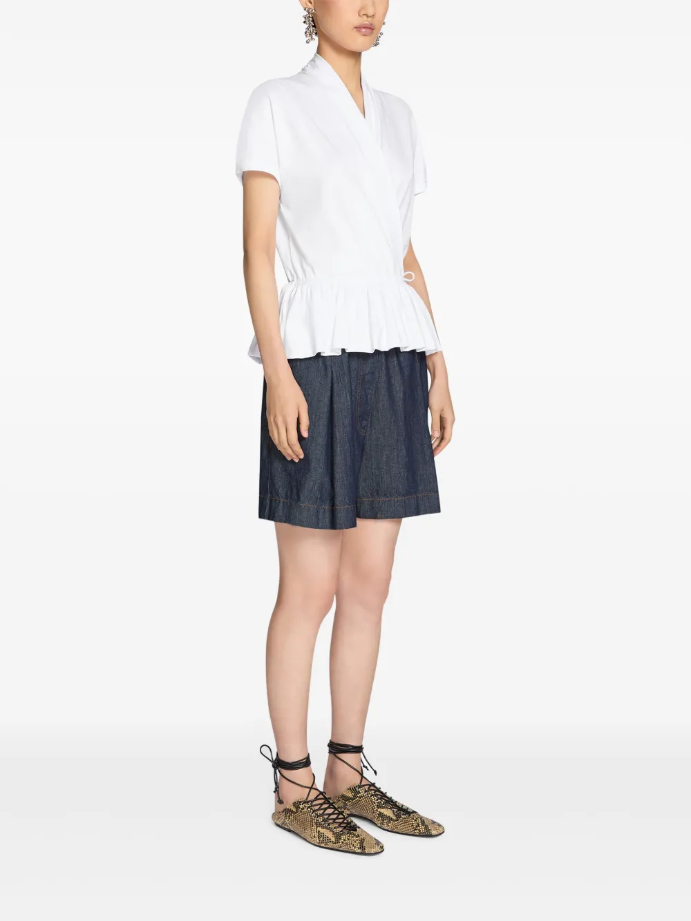DRIES VAN NOTEN Wijde denim shorts Blauw
