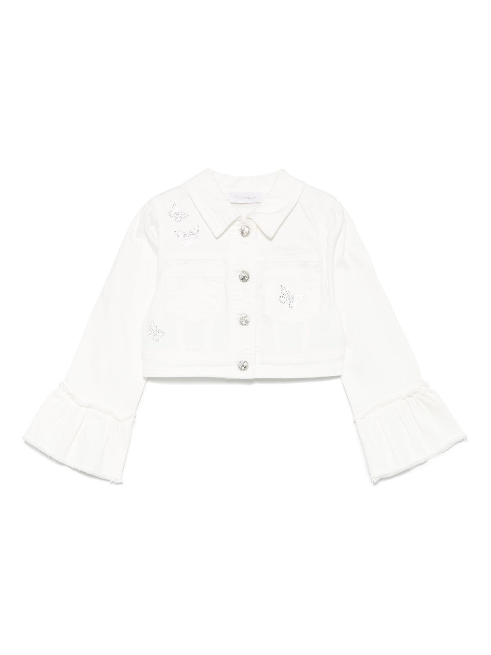 Monnalisa Butterfly denim jacket - White