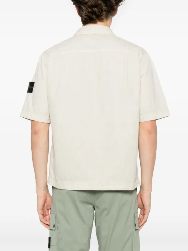 Stone Island detachable-badge Shirt Neutrals FARFETCH NZ