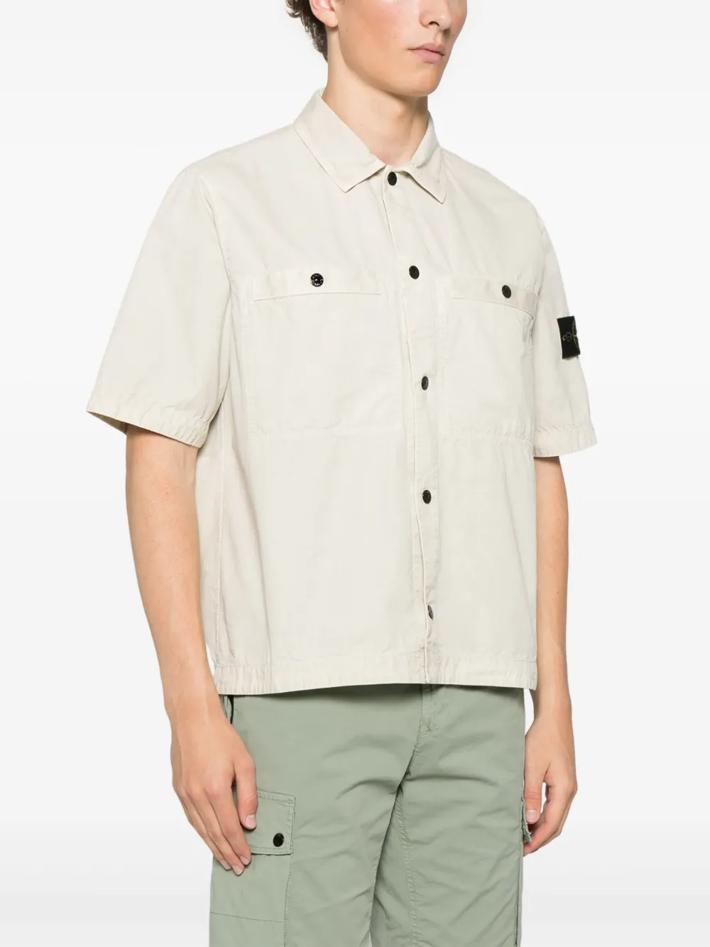 Stone Island Overhemd met afneembare badge Beige